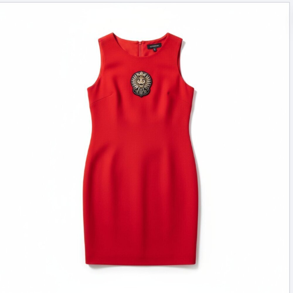 Laurel Red Shift Dress Linen Blend Size 36 US 6 Made In Italy